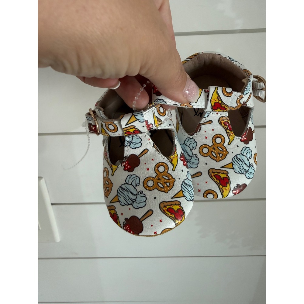 Disney Snacks Mary Jane T-Strap Shoes White‎ Multi Theme Park Treats